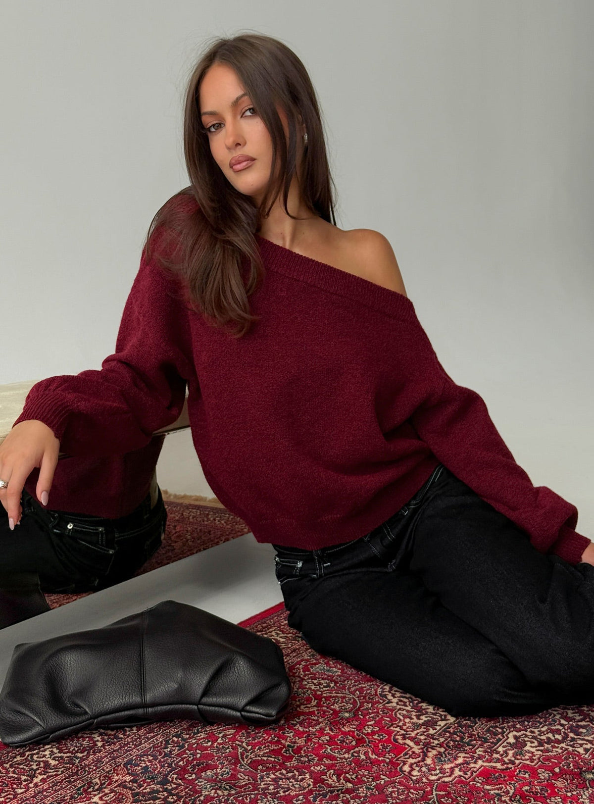 Noble Off The Shoulder Sweater Red