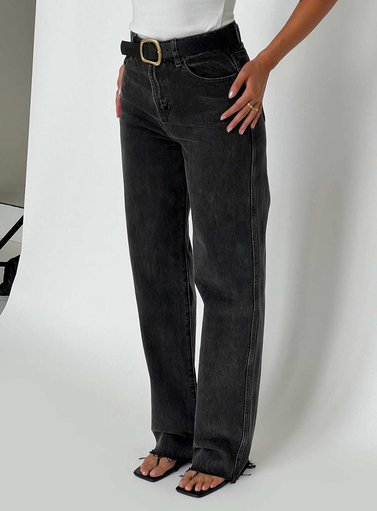 Karlina High Rise Straight Leg Jeans Charcoal