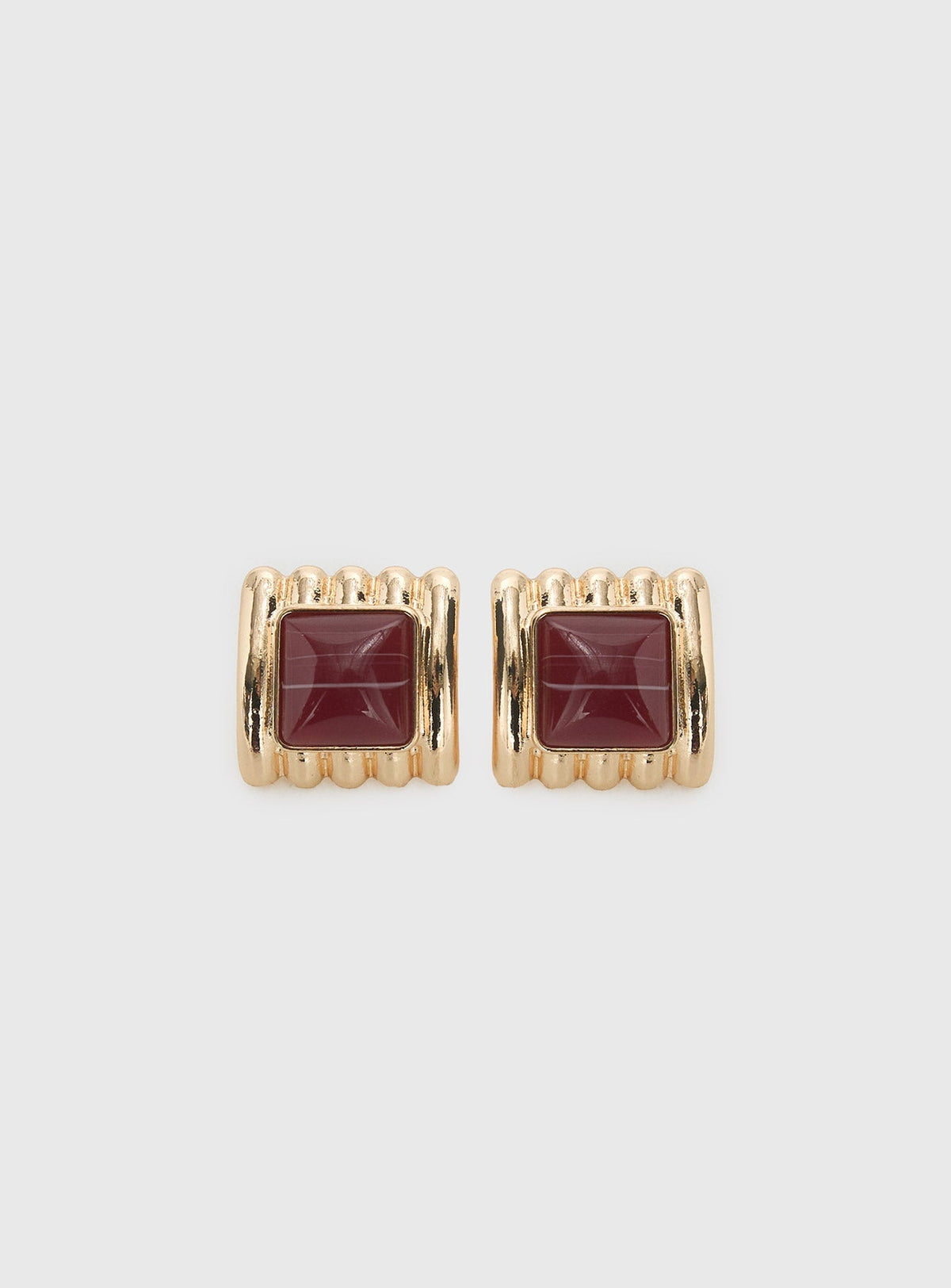 Grant My Wish Square Earrings Gold / Red