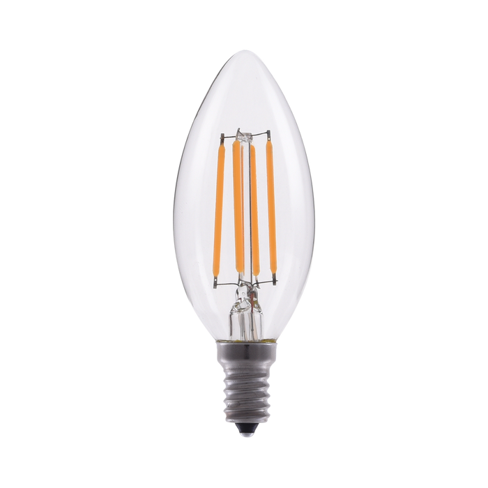 The Candelabra LED Bulb features a bright, warm light.