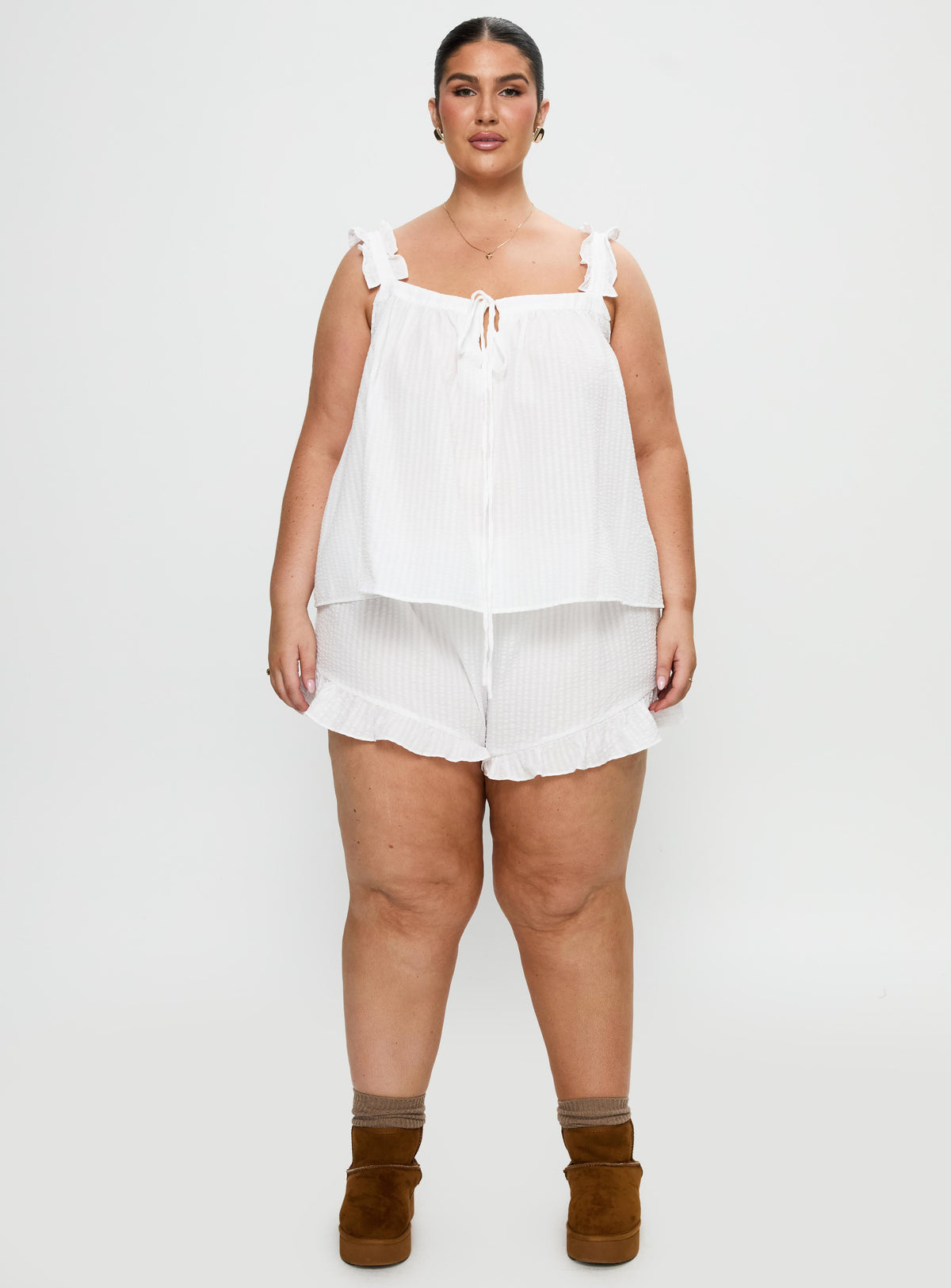 Santabelle Frill Shorts White Curve