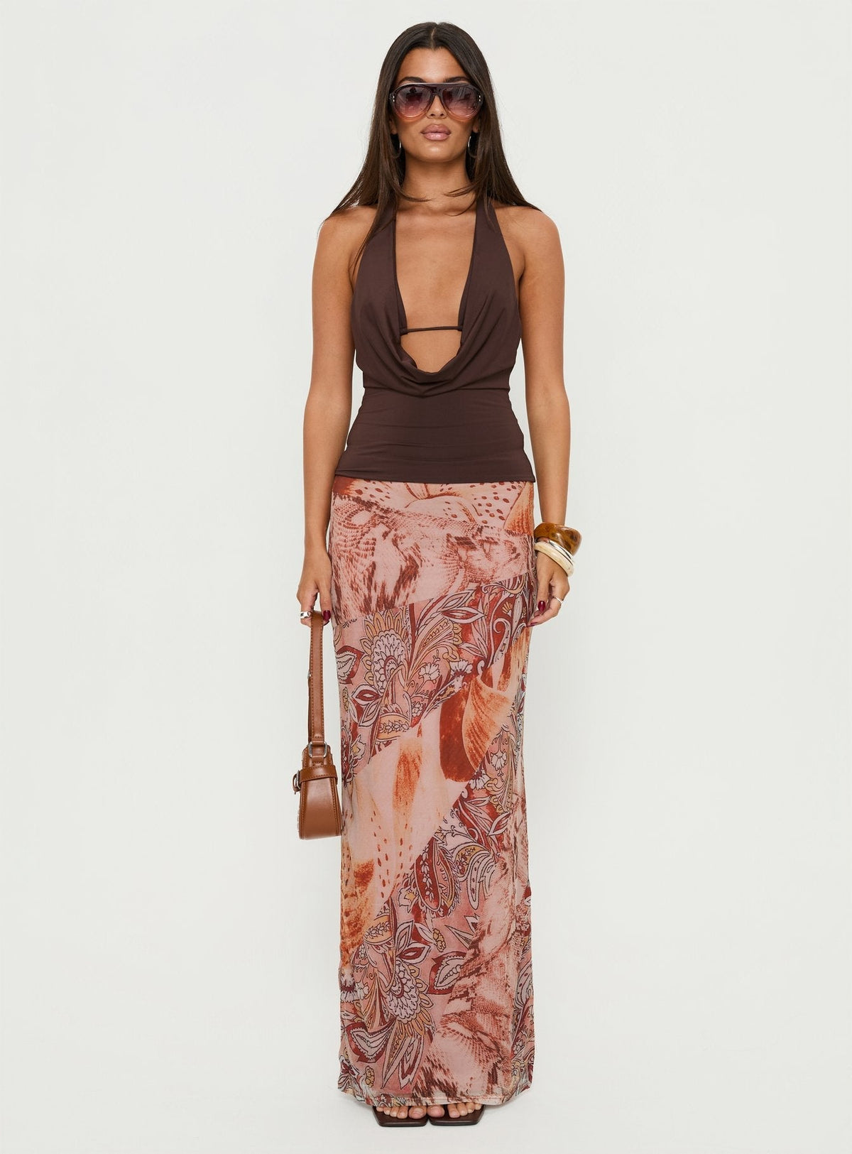 Dorella Spliced Maxi Skirt Pink Multi