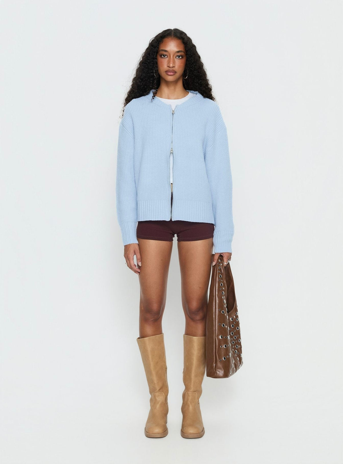 Lexene Zip Through Jumper Baby Blue