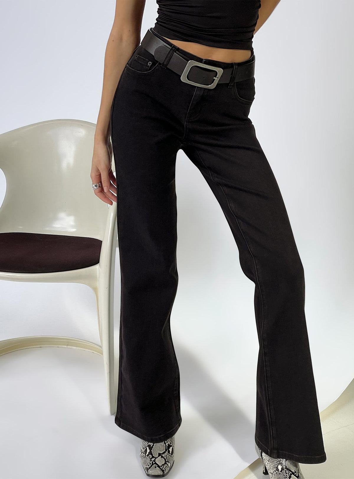 Magic Mirror Mid Rise Bootleg Jeans Washed Black