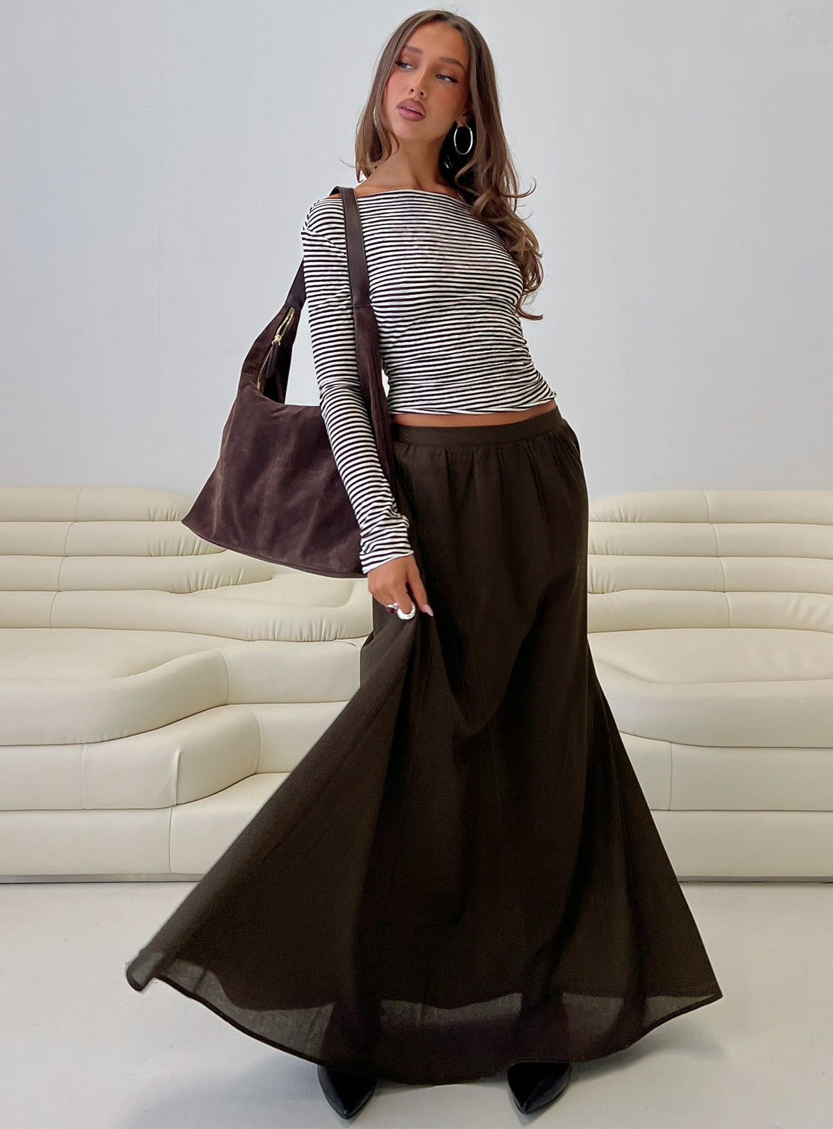 Hallee Maxi Skirt Brown