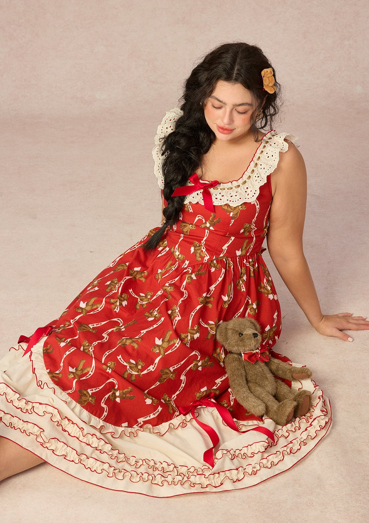 Curve&Plus Teddy Tomato Sauce Dress
