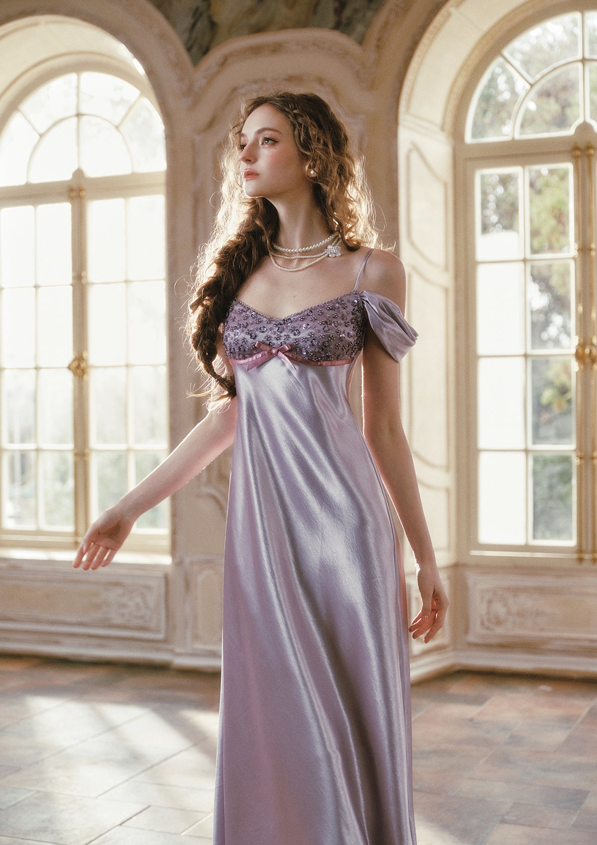 Glazed Purple Satin Dress