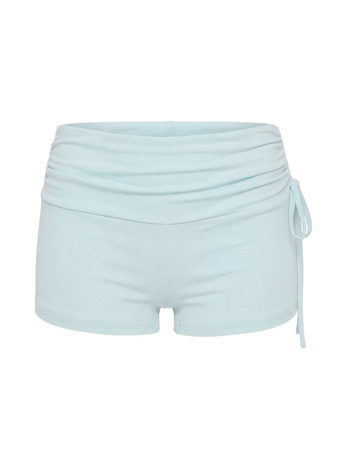 Daily Define Ruched Tie Side Micro Shorts Icy Blue