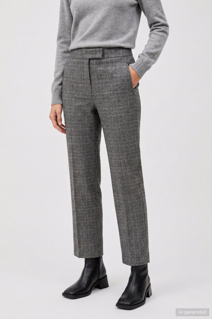 Anna Montana 5667 Rose Easy Flexi Bozen 4 Original Grey Check trousers Shop Anna Montana at Dotique