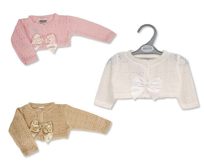 Baby Girls Knitted Bolero with Bow (0-9 Months) (PK6) Bw-10-223