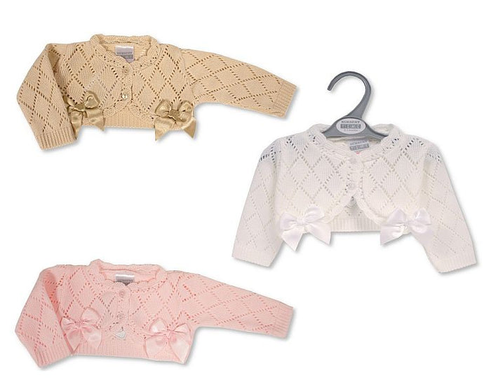 Baby Girls Knitted Bolero with Bows (0-9 Months) (PK6) Bw-10-220
