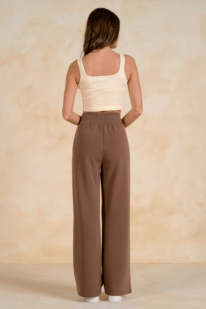 Elan SC2771 Elastic Waist Pants Light Brown shown on model Shop Elan at Dotique