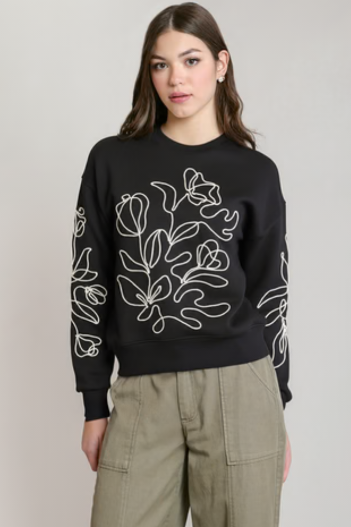 Embroidered Floral Sweatshirt