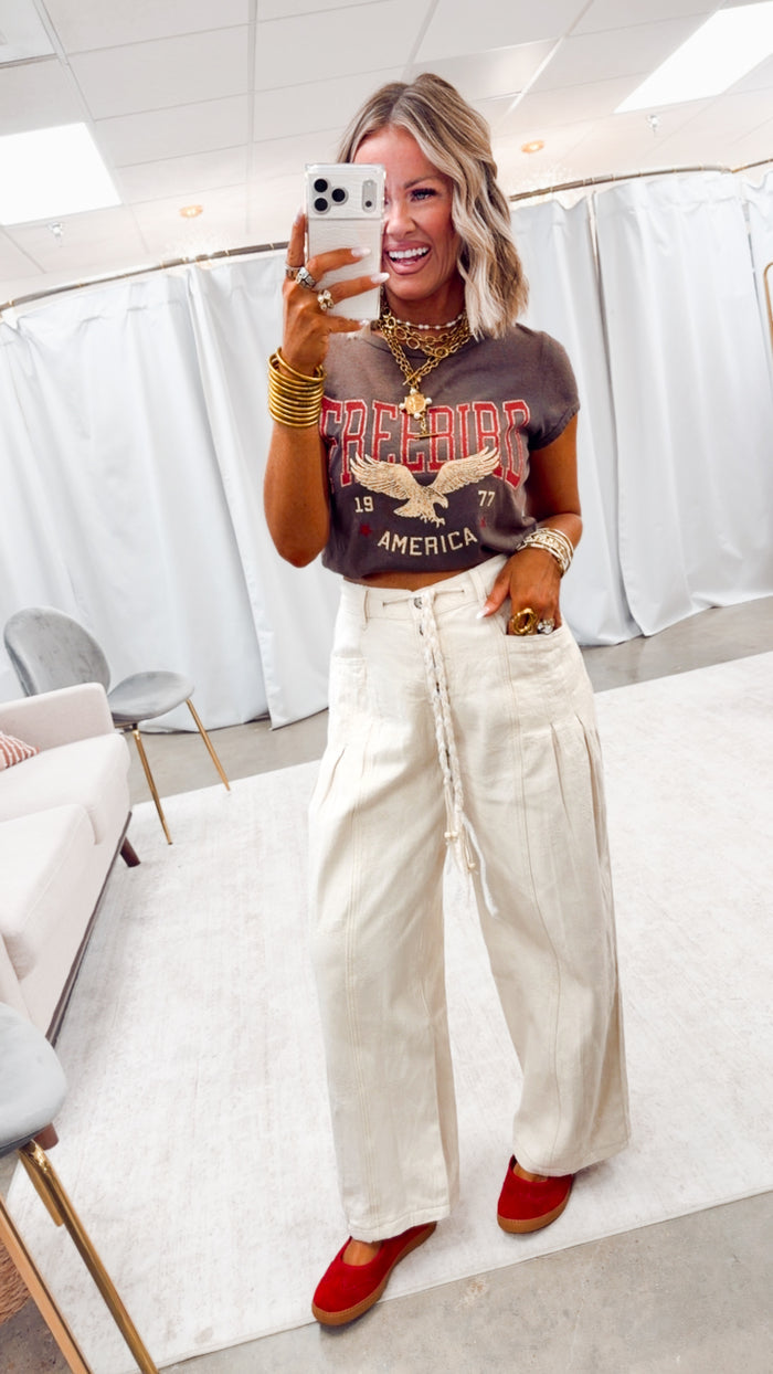 Free Bird America 1977 Crop Tee-Espresso