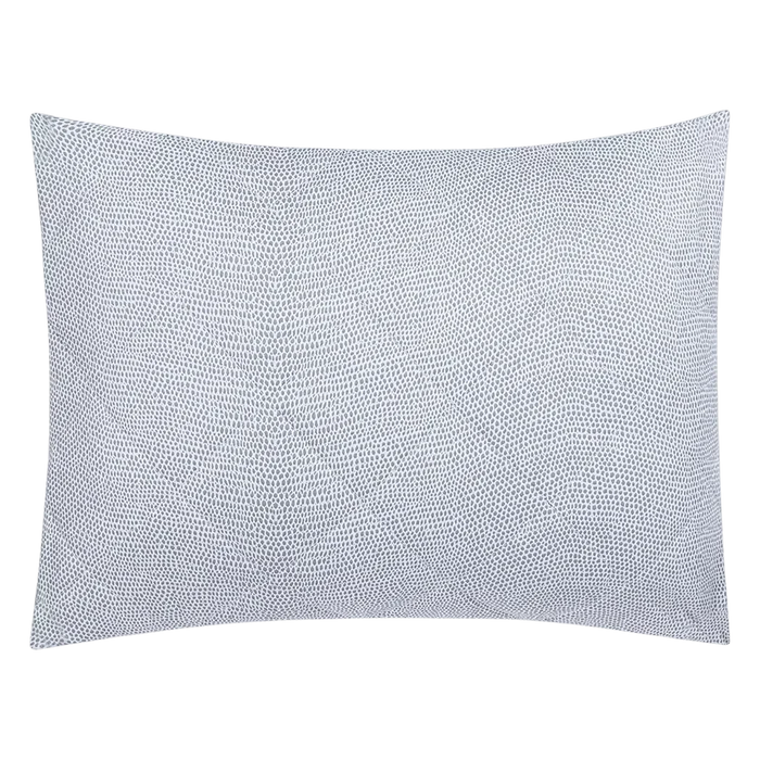 Jasper Quilted Boudoir Sham in hazy blue with a finely scaled all-over pattern and clean piped edges.