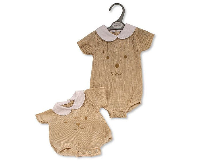 Knitted Baby Short Romper - Bear Face (NB-9 Months) (PK6) Bw-10-830