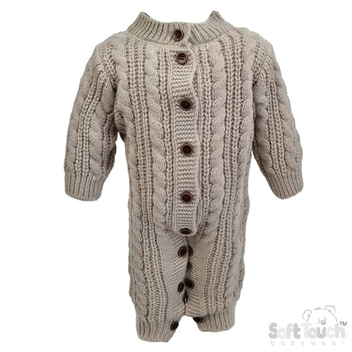 Long Sleeved Knitted Romper - Biscuit (0-12m) (PK6) RM16-BI