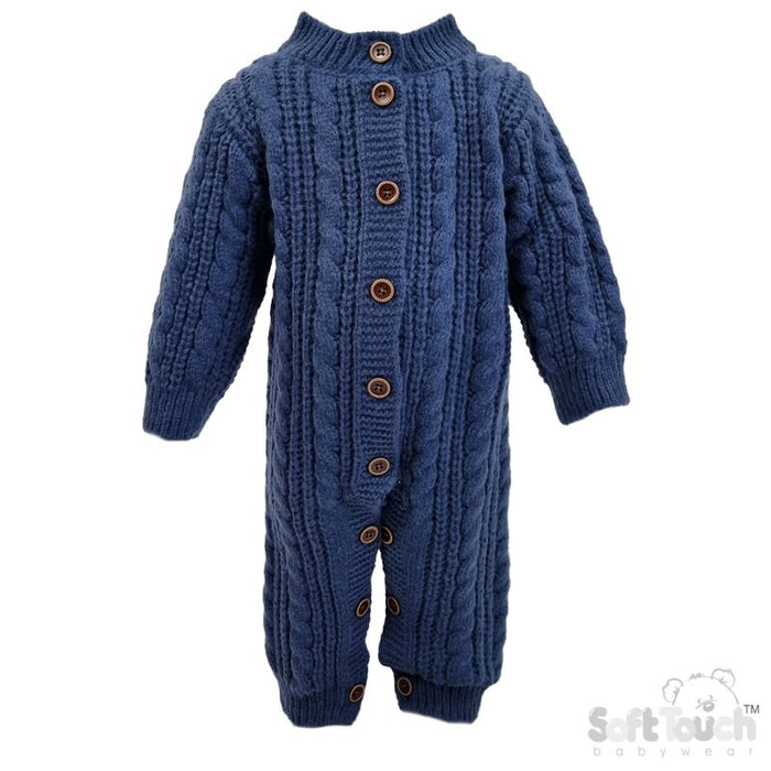 Long Sleeved Knitted Romper - Steel Blue (0-12m) (PK6) RM16-SB