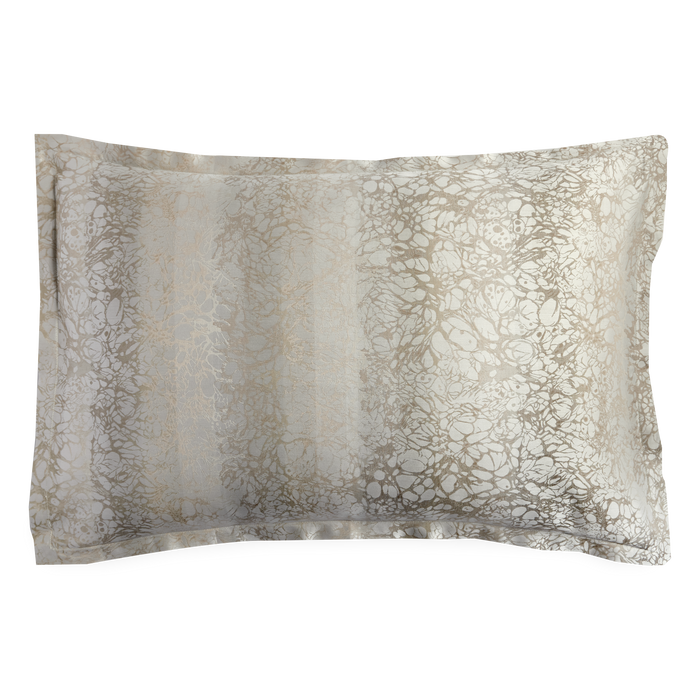 Produced in Italy exclusively for Elte, the Petal Collection's subtle floral motifs are blended in a neutral ivory palette, woven in a yarn dyed sateen jacquard.