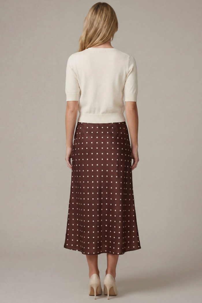 Polka Dot Midi Skirt Plum Wine