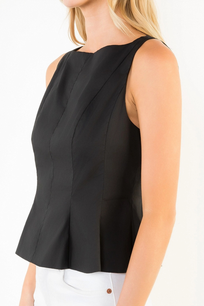 Sleeveless Peplum Top, Black