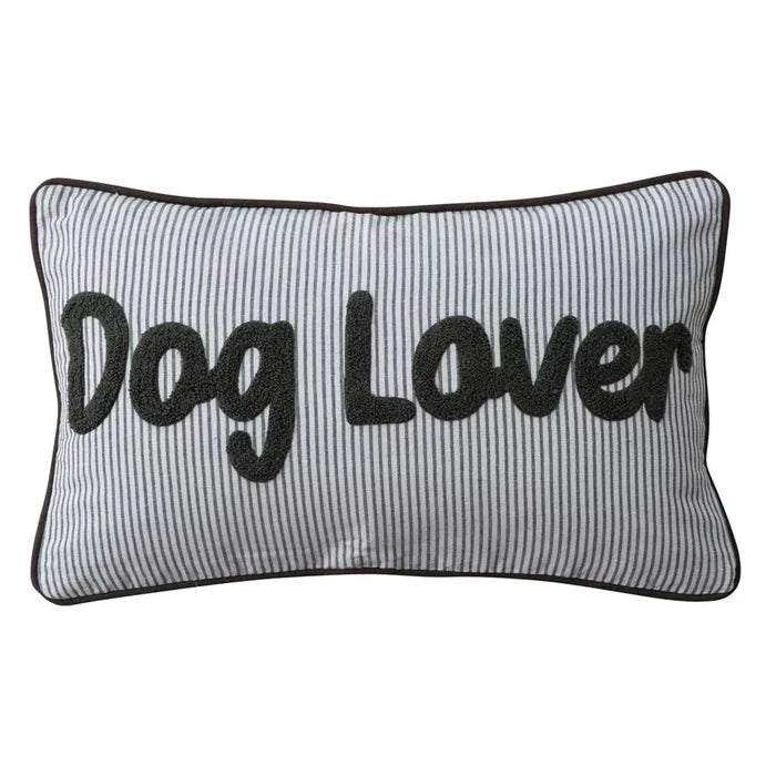 Striped Lumbar Pillow "Dog Lover"