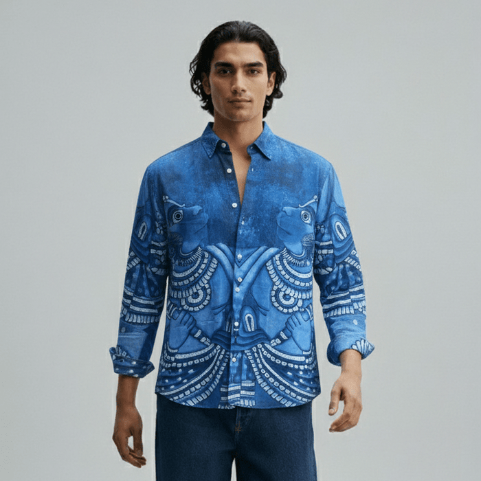 Vanar & Kuranku Pair Culture Heritage Linen Shirts for Man - Naymish Designs