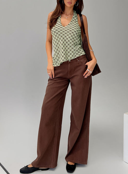 Ramos Low Rise Wide Leg Jeans Brown