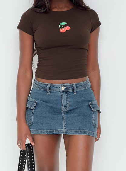 Grishea Low Rise Denim Skirt