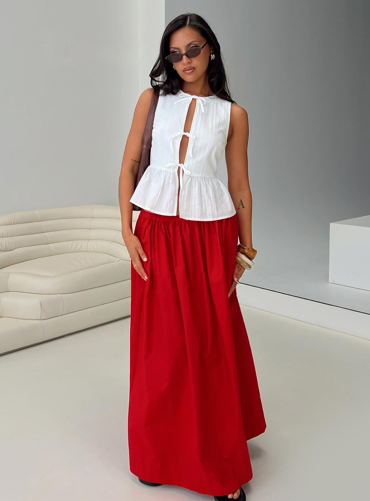 Felipa Maxi Skirt Red