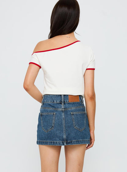 Pitcher Denim Mini Skirt Mid Blue Wash