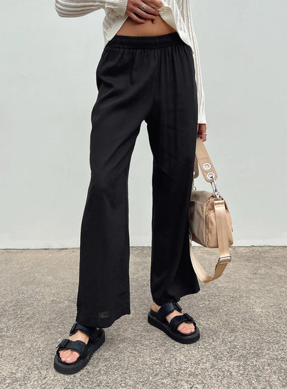 Louis Linen Blend Pants Black