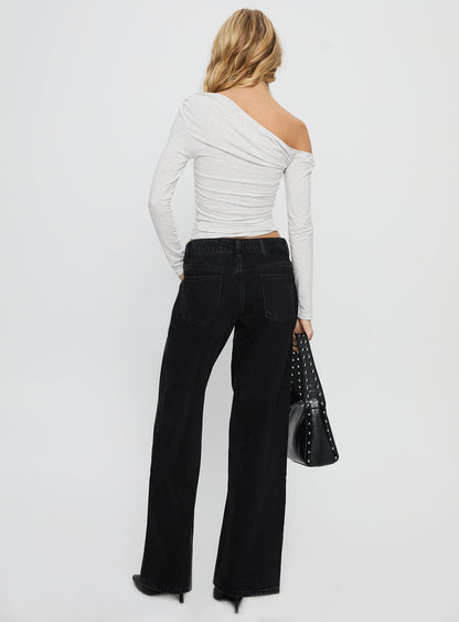 Ellanor Low Rise Straight Leg Jeans Washed Black Petite