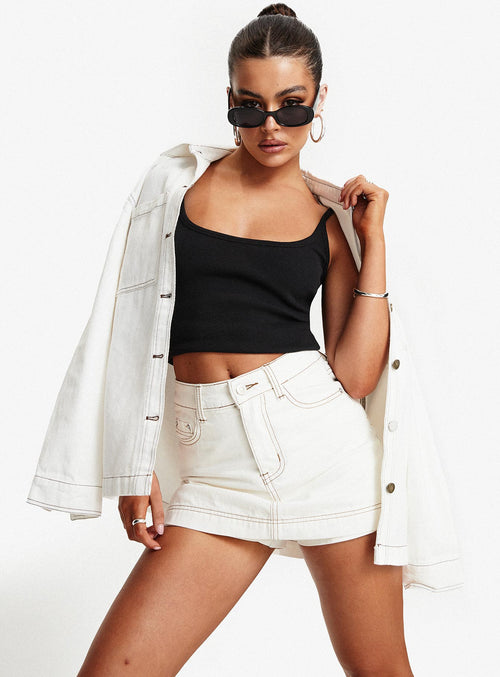 Katlynne Denim Mini Skort White Tall