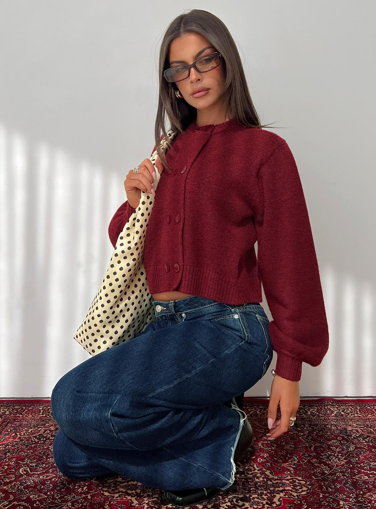 Kammi Button Up Cardigan Red