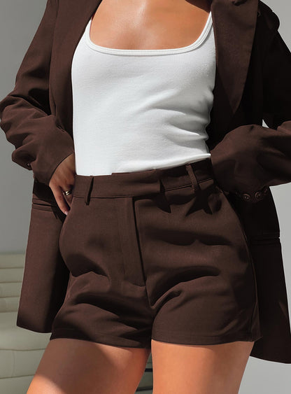 Ellerie Tailored Shorts Chocolate