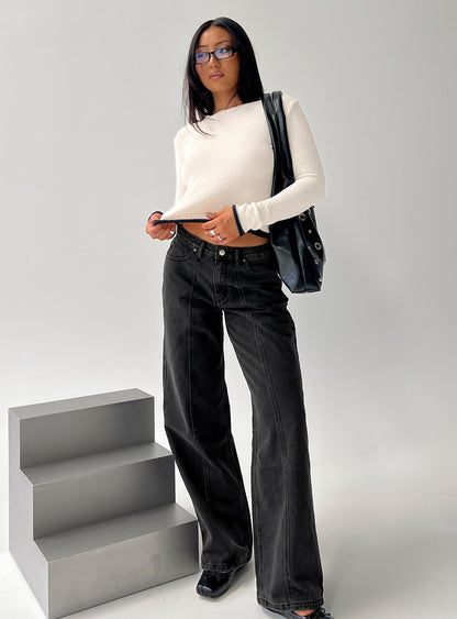 Lando Low Rise Straight Leg Jeans Washed Black