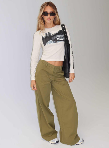 Combatica Mid Rise Wide Leg Pants Army Green