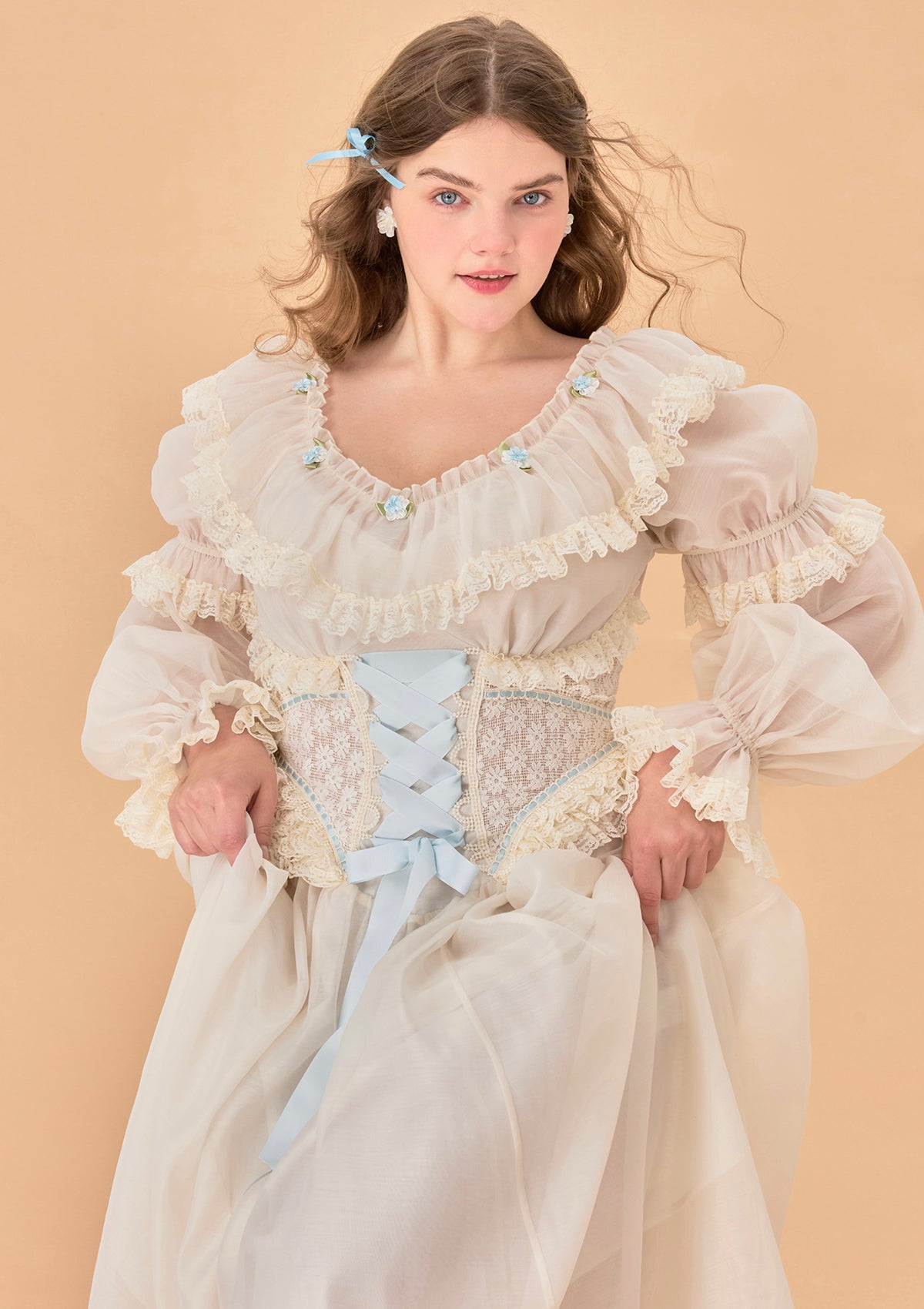 Curve & Plus Blue Hydrangea Corset Dress
