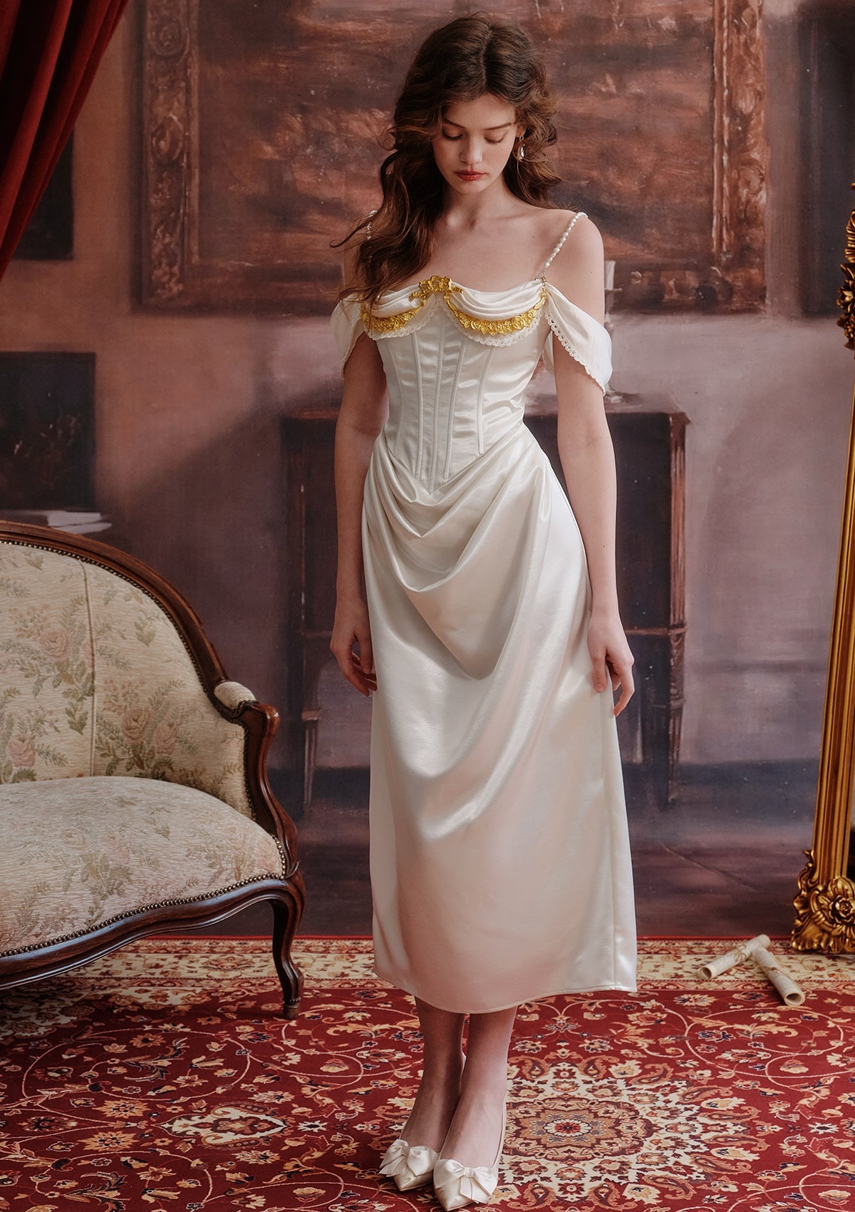 Ivory Maxi Corset Dress