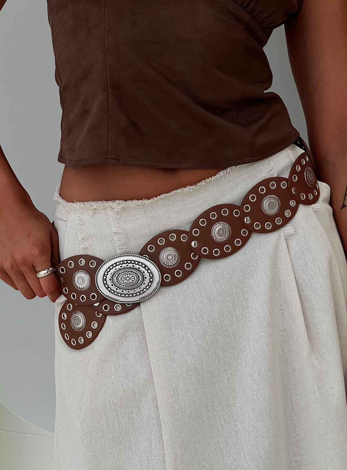 Sacrifices Belt Brown / Silver