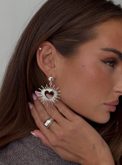 Manifest It Heart Earrings Silver