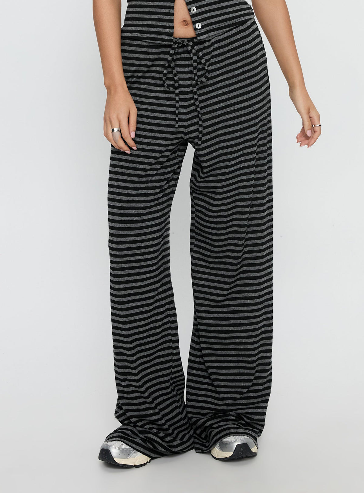 Gavrielle Jersey Wide Leg Pants Stripe