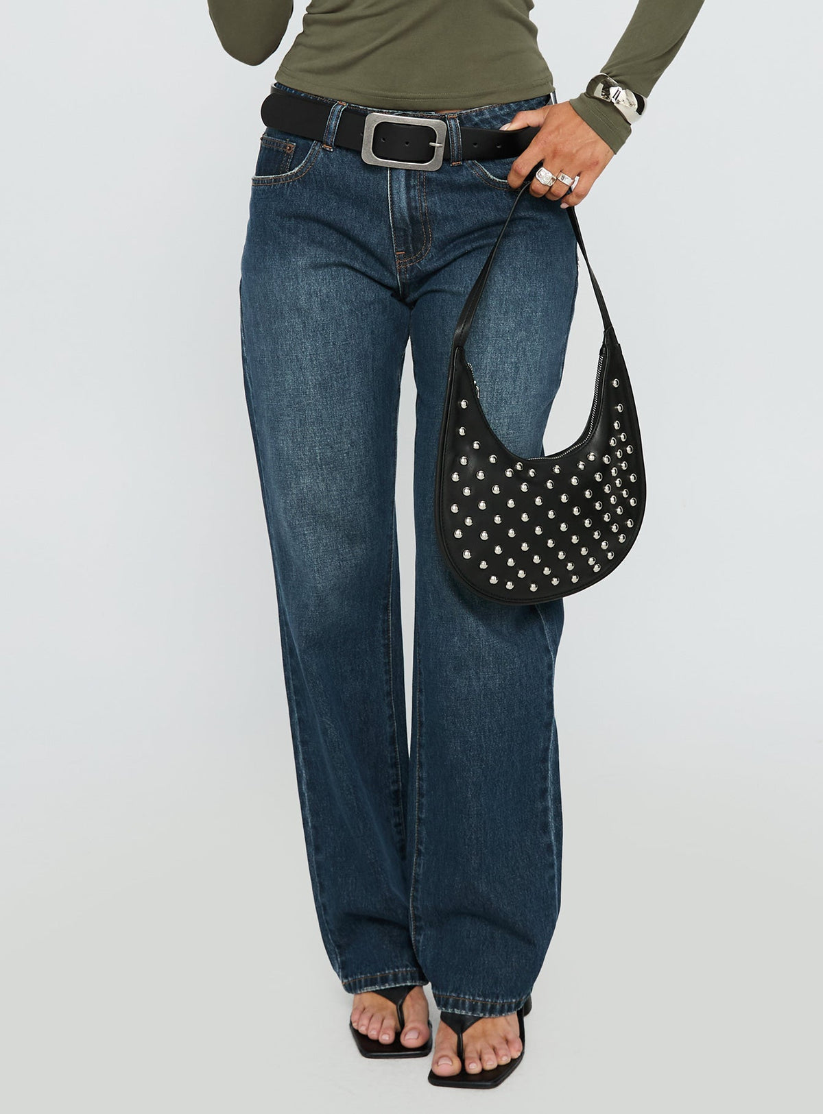 Vesperis Mid Rise Slim Leg Jeans Dark Blue Wash