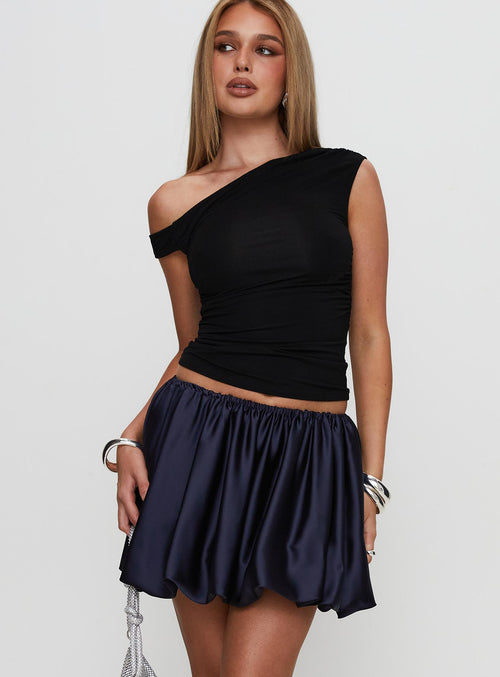 Rubee Bubble Hem Mini Skirt Navy