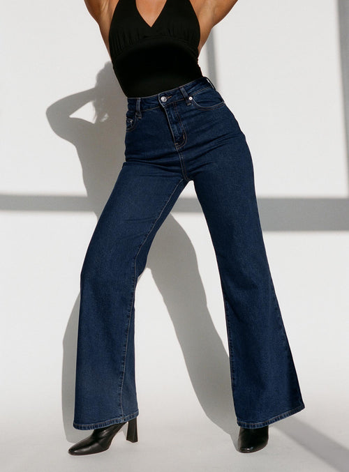 Thearlie High Rise Flared Jeans Dark Wash