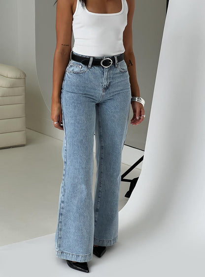 Goldie High Rise Wide Leg Jeans Light Wash