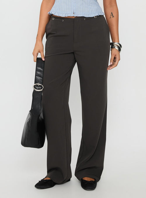 Zayvian Buckle Detail Pants Charcoal