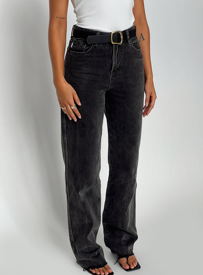 Karlina High Rise Straight Leg Jeans Charcoal