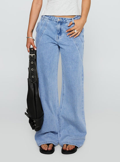 Reaper Mid Rise Baggy Jeans Light Blue Wash